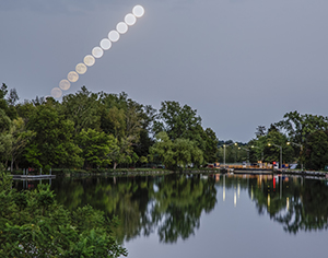 Moonrise Over Lock 32 by Carl Crumley