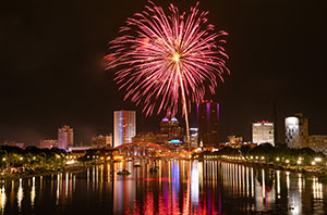 Fireworks over Downtown Rochester by Steven Kalbach